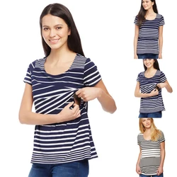 Moda para Mujer Camiseta de Maternidad Blusa de Verano de Lactancia Rayada Camiseta Manga Corta de Enfermería Tops Embarazada Camiseta Floja Moda para Mujer Camiseta de Maternidad Blusa de Verano de Lactancia Rayada Camiseta Manga Corta de Enfermería Tops Embarazada Camiseta Floja
