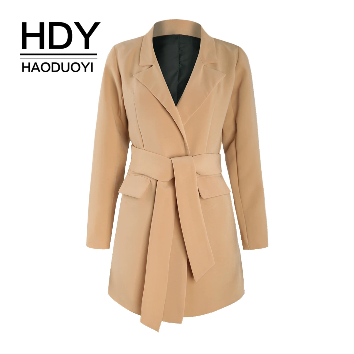 

HDY Haoduoyi Simple commuter camel large tie pocket waistband slim suit jacket