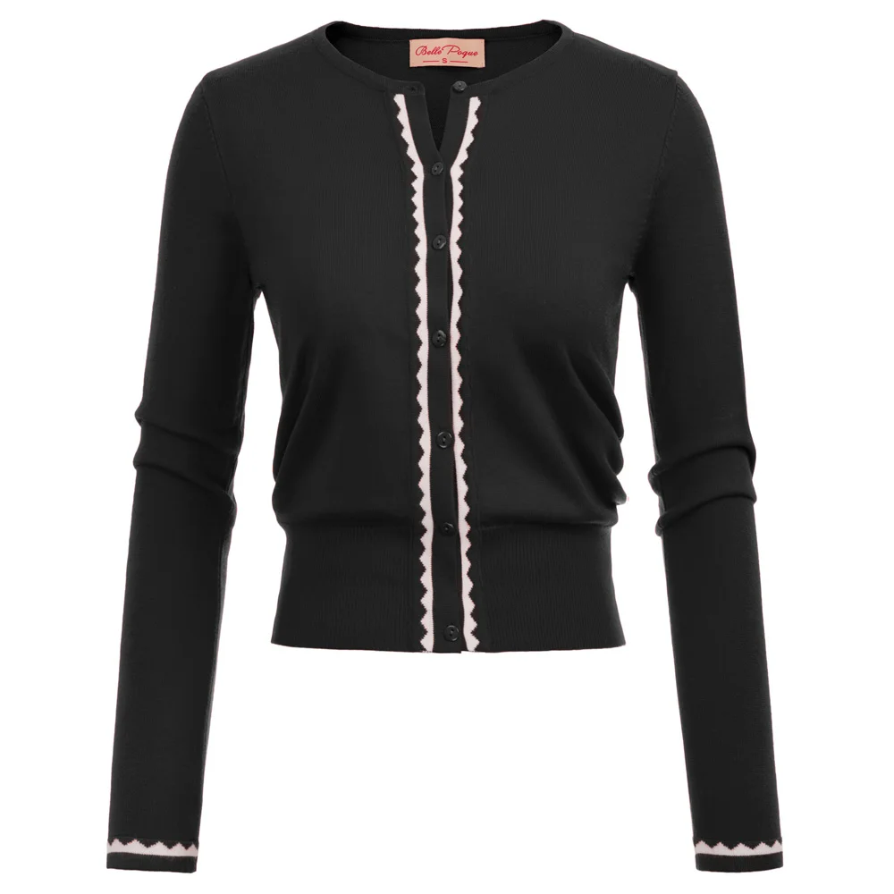 

Belle Poque Women's Casual Knitting Long Sleeves Cardigan Sweater Jacket Outwear Knitwear Botton Down Crew Neck