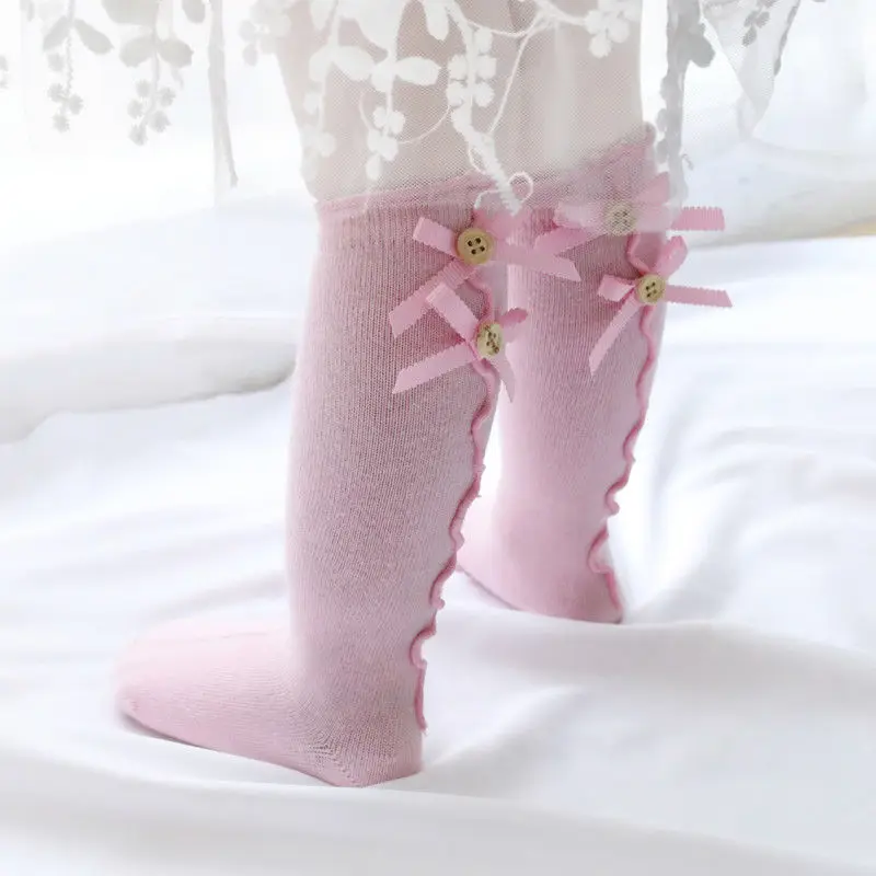 От 0 до 3 лет, носки для новорожденных девочек, элегантные мягкие хлопковые носки с бантом для младенцев, теплые милые эластичные носки принцессы