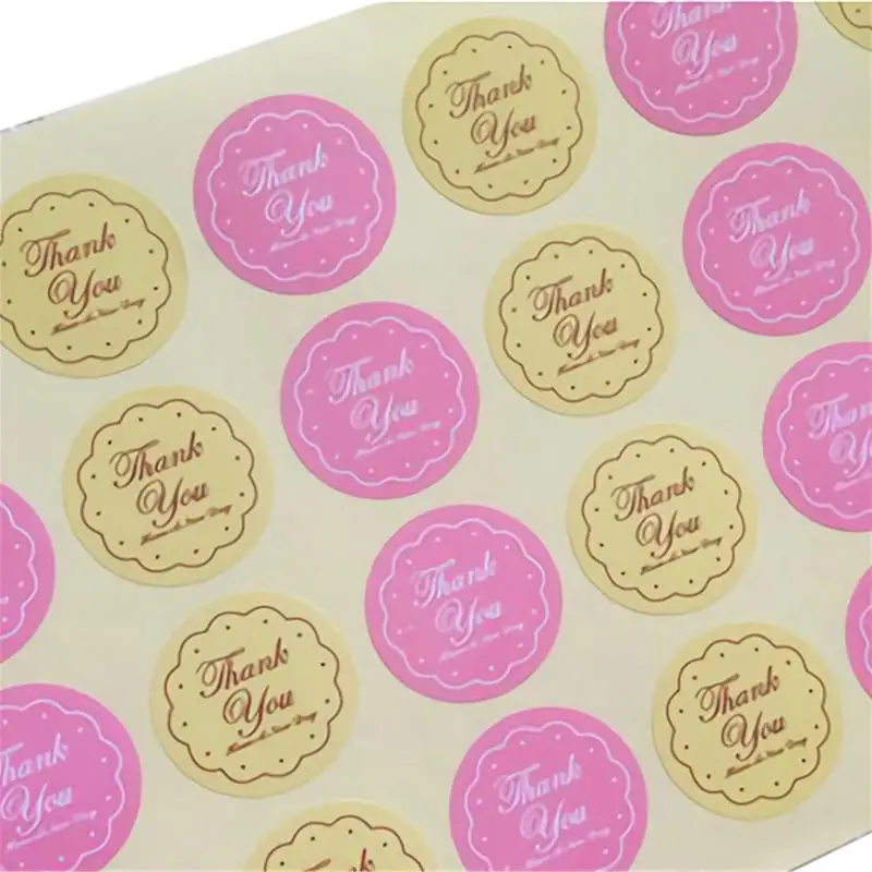 

Color Stickers 5pcs Thank You Word Printed Applique Two-color Round Sealing Stickers Diy Decorative Baking Labels For Products