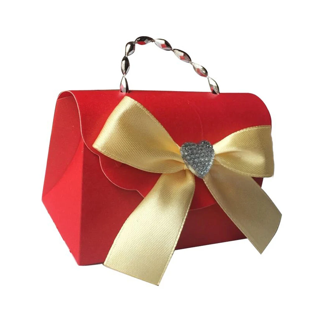 

High Quality 40pcs/lot Paper Case Cake Candy Boxes Ribbon Wedding Party Favor Gift Chocolate Small bow-knot Bag Gift Accessories