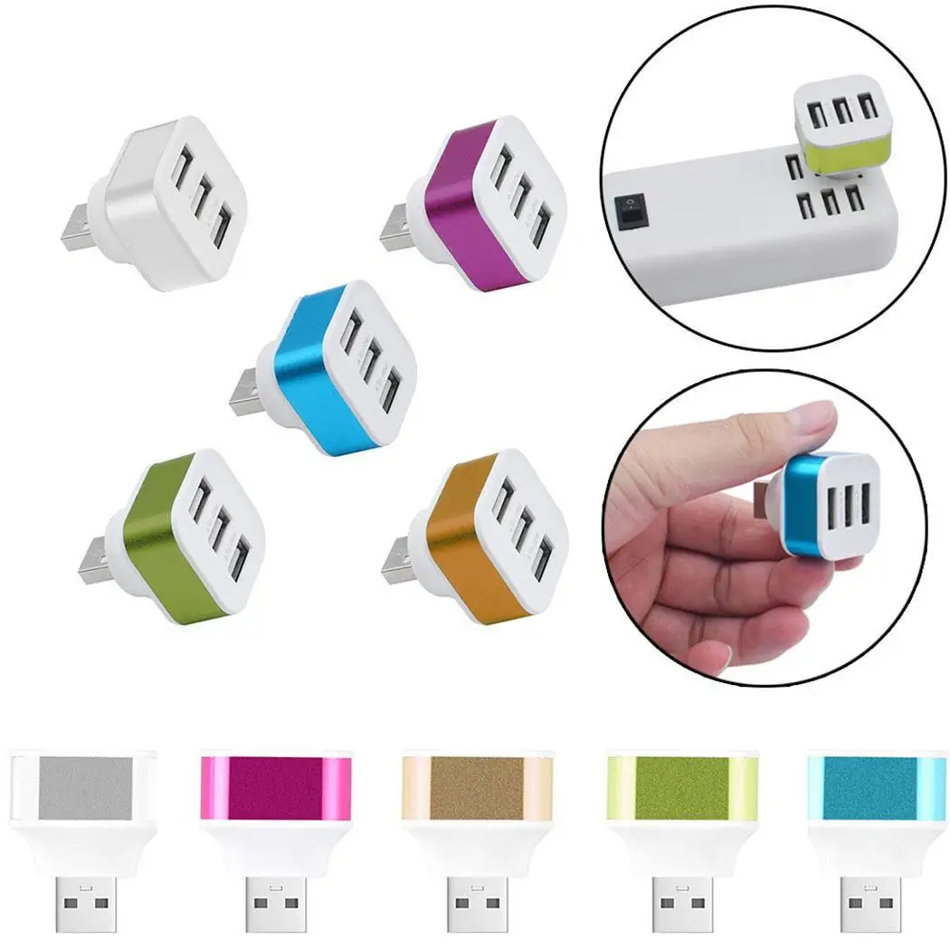 

Portable 3 Ports USB2.0 HUB Adapter and lightweight Random Casual Splitter Adapters Rotatable General Plug