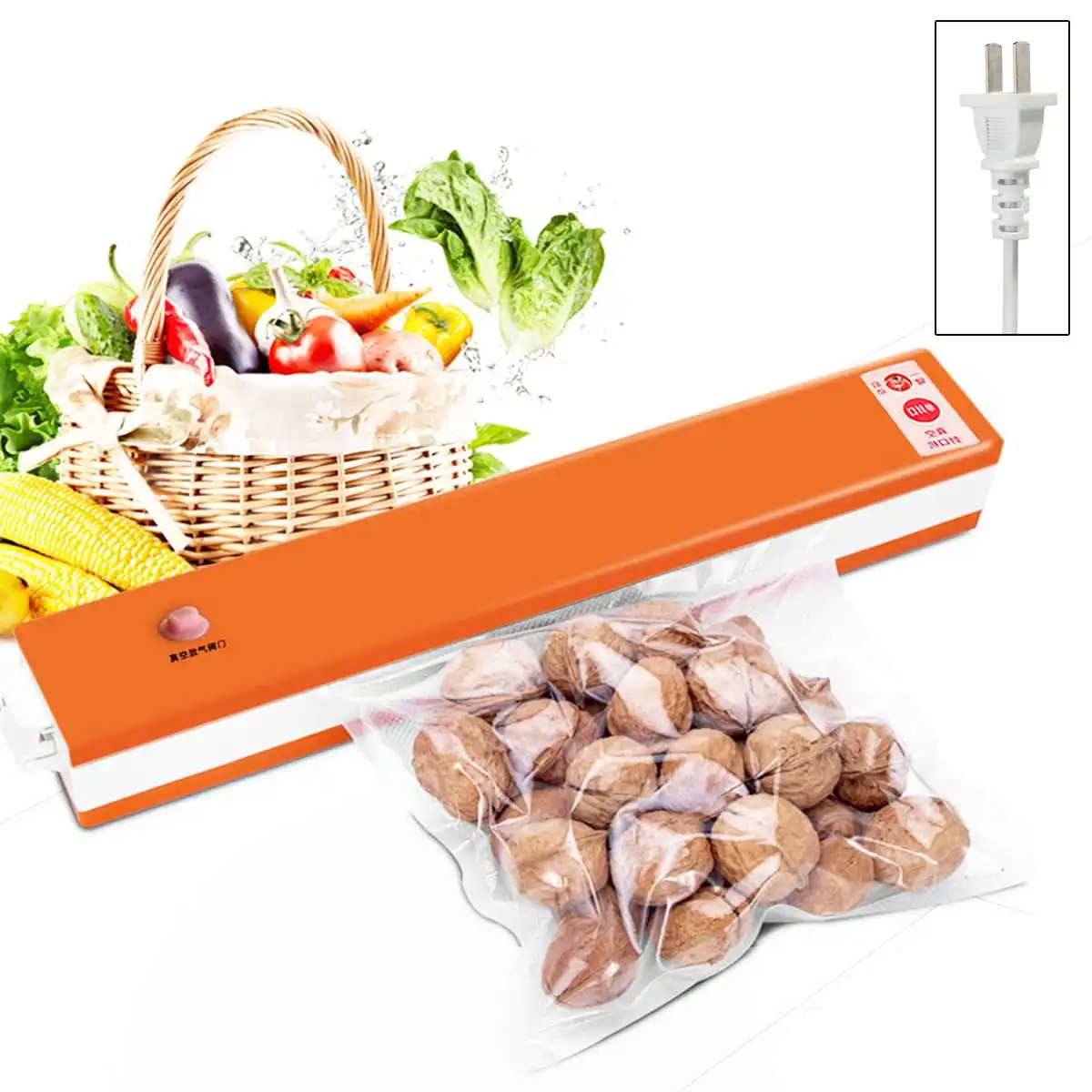 

220V Food Vacuum Sealer Packaging Machine Film Sealer Household Vacuum Packer for Food Preservation Sealing Including 10Pcs Bag