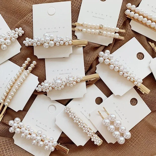 

Janpan Women Simulated Pearl Flower Hair Barrettes Korea Fashion Gold Hairgrips Valentine's Day Hair Pins Hair Accessories