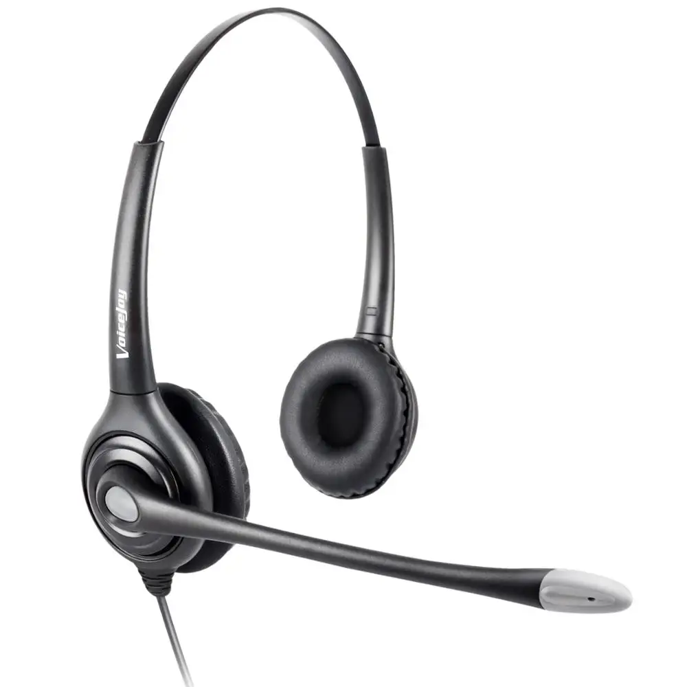 

Volume and Microphone Mute switch Call Center Binaural Headset with QD cable Headphone with 4-Pin RJ9 Crystal connector