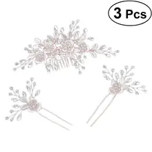 3 шт. гребень для волос для невесты листья цветок элегантный вставленный гребень свадебное платье аксессуары шпилька для женщин девочек