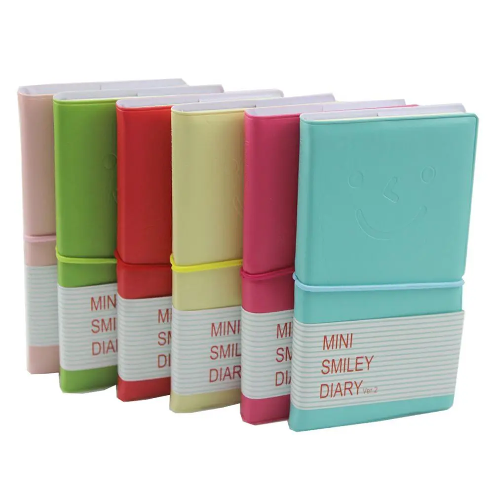 

Memo Charming Portable Mini Smile Diary Paper Notebook, Leather Shell,100 sheets,color random