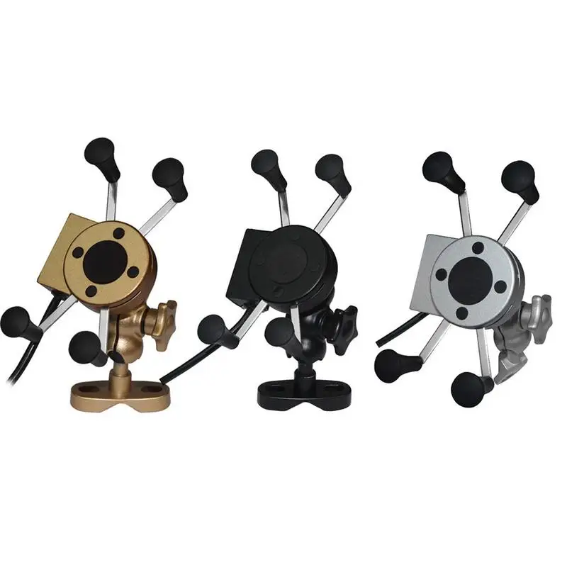 

Universal Steel X-Grip Motorcycle Mount Cell Phone Holder USB Charger Waterproof Aluminum Alloy 360 Degree Rotating Bracket
