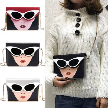 

Coofit Bag Fashion Beauty Sunglasses Printing Flap Cover Messenger Bag sac a main femme casual crossbody messenger shoulder bags