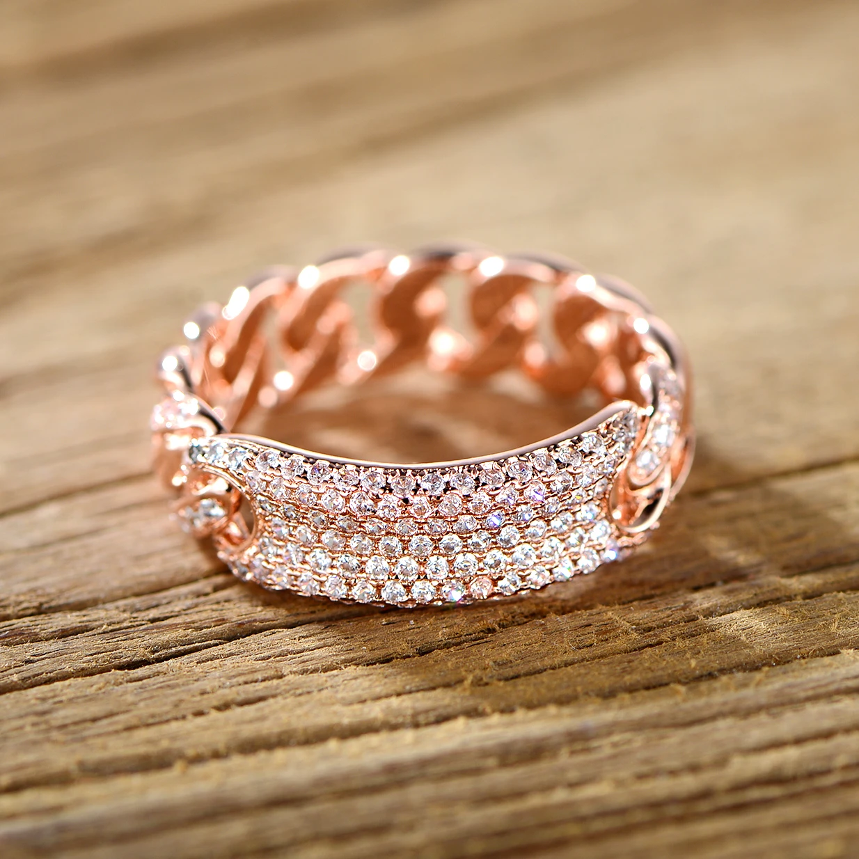Rose Gold colored Plated Cubic Zirconia Statement Ringin Rings from
