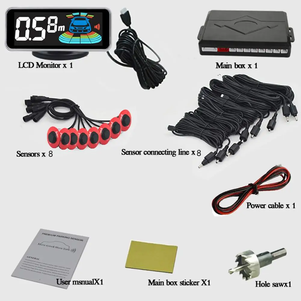 Sensor de aparcamiento QXNY 8 sensores coche marcha atr谩s Radar aparcamiento coche Detector asistencia de estacionamiento Radar reverso Sensor de aparcamiento QXNY 8 sensores coche marcha atr谩s Radar aparcamiento coche Detector asistencia de estacionamiento Radar reverso