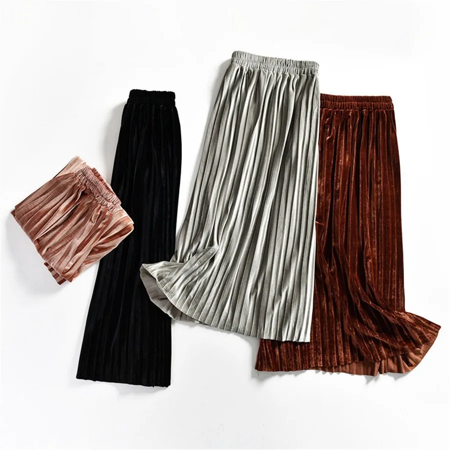 

New Arrival Girls Skirts Fashion Gold Velvet Pleated Skirt 2-7 Years Baby Girl Solid Princess Party Pleated Skirts High Quality