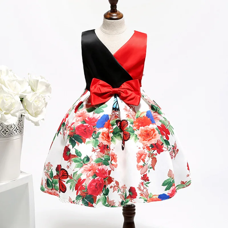 

2019 vestido children's clothing girls print dress fashion European and American dress free shipping