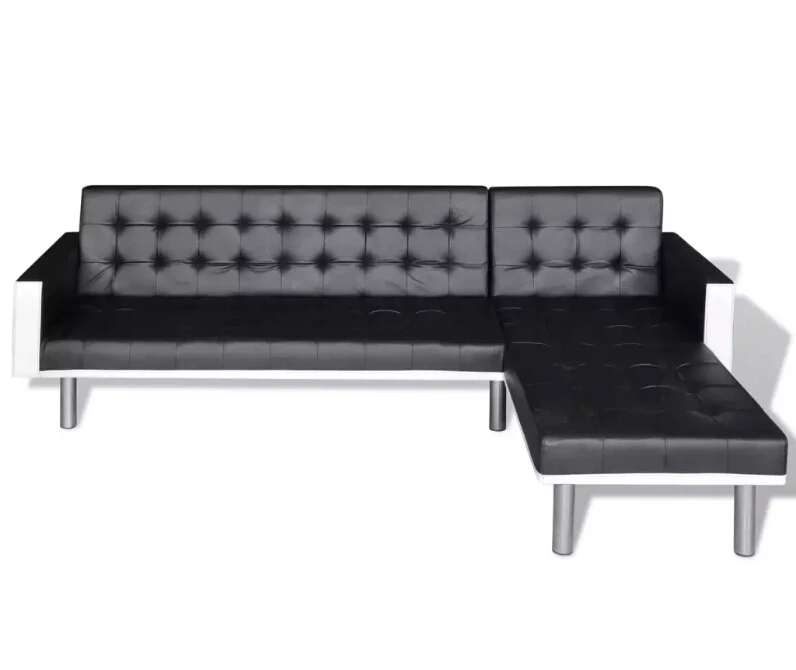 Beste Kopen VidaXL Hoekbank Bed Met Slaapfunctie Imitatie Leer Zwart L