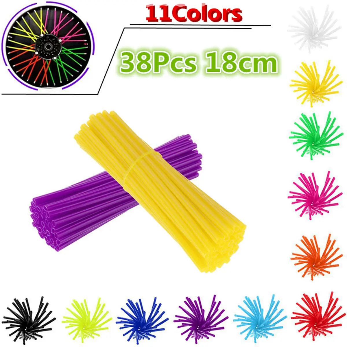 

38pcs 18cm Motorcycle Motocross 17/18/19 inch Wheel Rim Spoke Shrouds Wrap Protector Covers