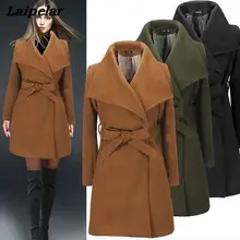 Осеннее и зимнее горячее Европейское и американское Женское шерстяное пальто тонкое длинное шерстяное Женское пальто Laipelar