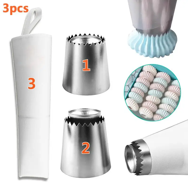 

Cake Piping Tips Decorating Mouth Set 4 Piece Set Spherical Stainless Steel Plastic Baking Tool DIY Decoration Nozzle Bag Cookie