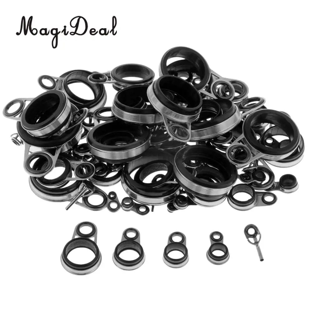 

MagiDeal 78pcs Fishing Rod Guides Top Tips Ring Spinning Telescopic Casting Rod Guides Firmly Mount 0.8mm-8.3mm -Mixed Size
