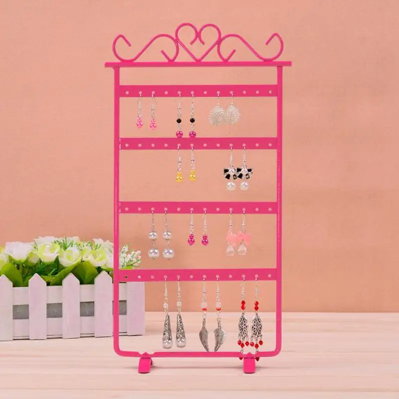 48 Hole Earring Holder Rack Jewelry Organizer Stand Fashion Iron Wall Frame Necklace Holder Accessories Base Storage for Jewelry