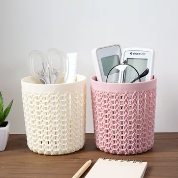 

Hollowed Out Multi Function Small Pen Container Plastic Simple Home Office Organizador Storage Box Small Parts Desk Accessories