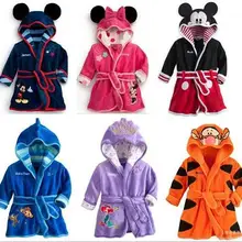 Фланелевый теплый банный халат, мягкая одежда для сна, худи с рисунком животных, халат, детская Милая одежда для сна, домашняя одежда, 90code-130code