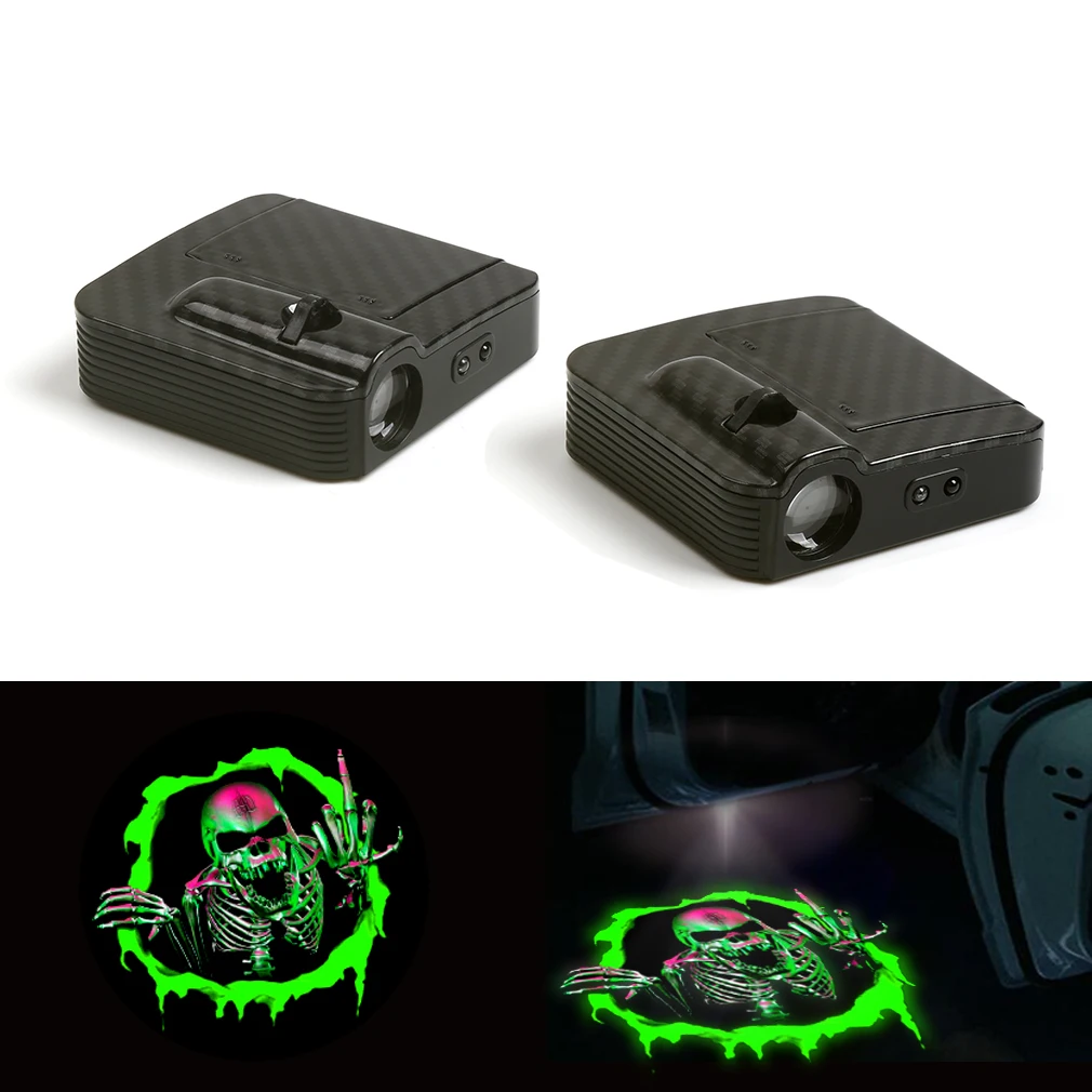 

Car Door Welcome Lights For Green Skull Logo projector LED Lamp
