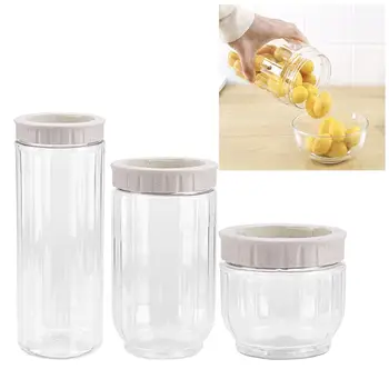 

3pcs Set Plastic Potable Creative with Lid Sealed Moisture-proof Storage Can Organizer Storage Tank for Home Use Kitchen
