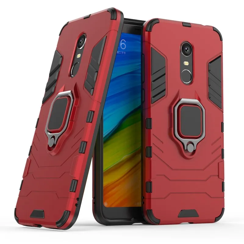 

For Xiaomi Redmi 5 5Plus Note 5 Note 5 Pro Case New Tactical Metal Ring Grip Kickstand [Works with Magnetic Car Mount]