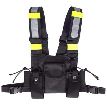 

Outdoor Military Tactical Vest Highly Visible Reflective Radio Harness Chest Rig Front Pack Pouch Vest Bag for Walkie Talkie