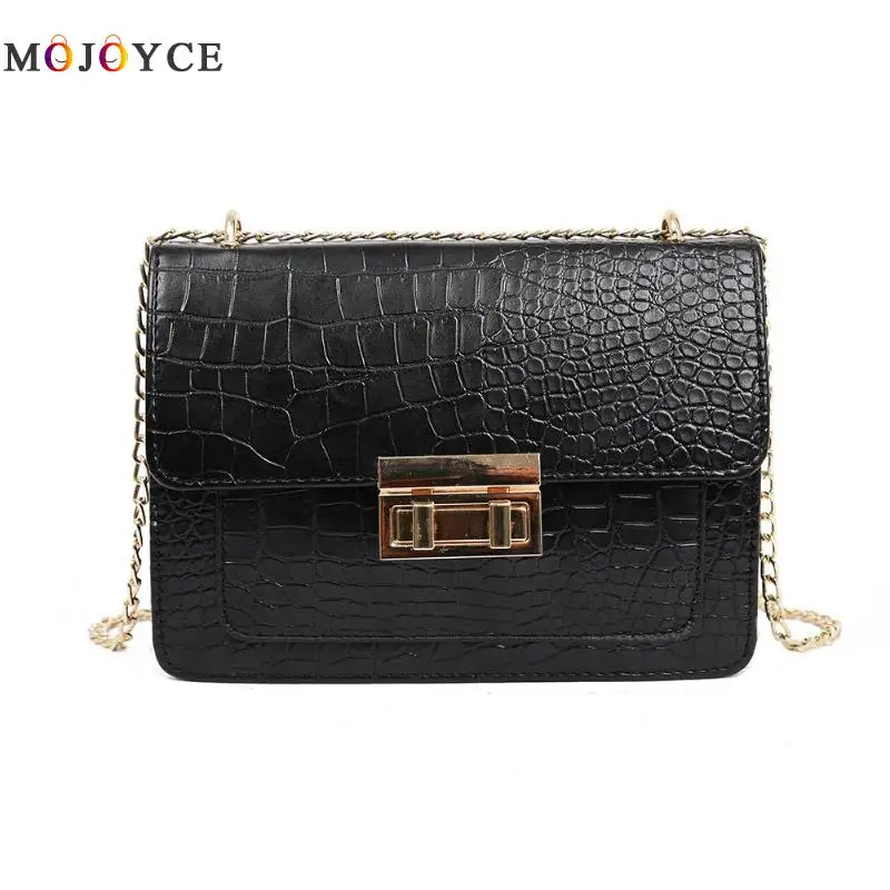 Fashion Design Chain Flap Stone Pattern PU Leather Shoulder Bags Women ...