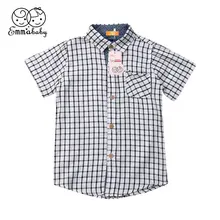 Рубашка для мальчиков летняя детская одежда Детский клетчатый Топ, блуза на пуговицах для маленьких мальчиков одежда джентльмен От 3 до 10 лет