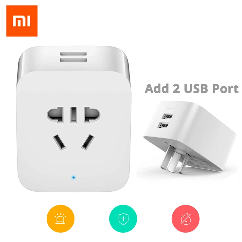 Умная розетка Mijia Xiaomi оригинальная с Wi Fi управлением таймером и двойным USB