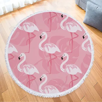 

Flamingos Flowers Circle Thick Microfiber Round Beach Towel Shower Bath Towels Summer Bohemian Fashion toalla de playa redonda