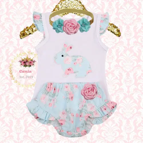 

USA Toddler Baby Girls Easter Bunny Romper Bodysuit Pants Shorts Outfits Clothes