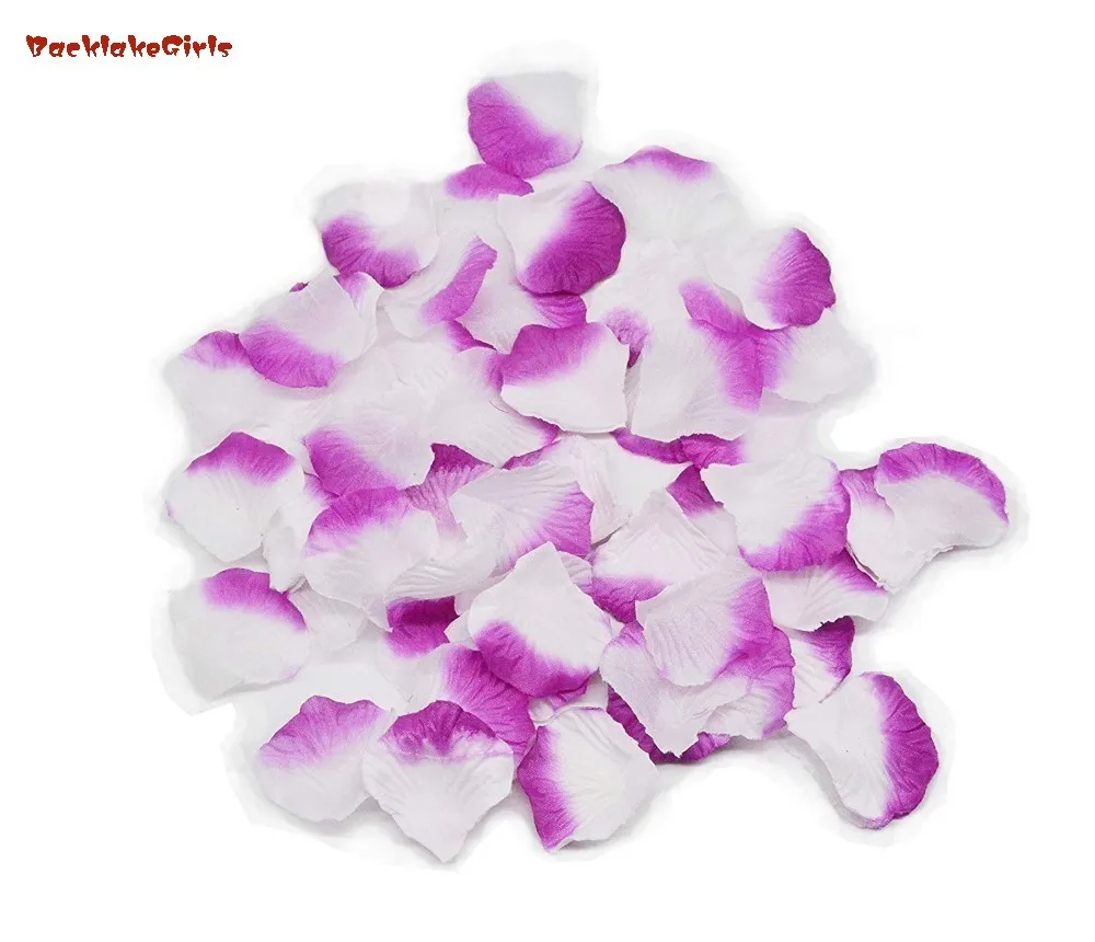 2000 Шелковая Роза искусственная лепестки поставки Свадебные украшения-белый и фиолетовый от Shenglong