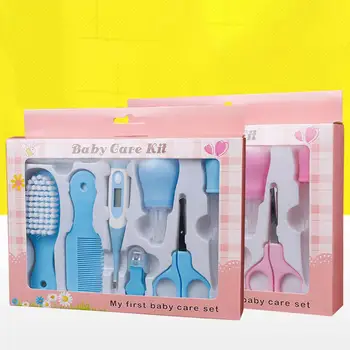 

BellyLady 8Pcs/Set Nail Hair Health Care Set Thermometer Nose Cleaner Safety Tools Baby Care Grooming Brush Kit