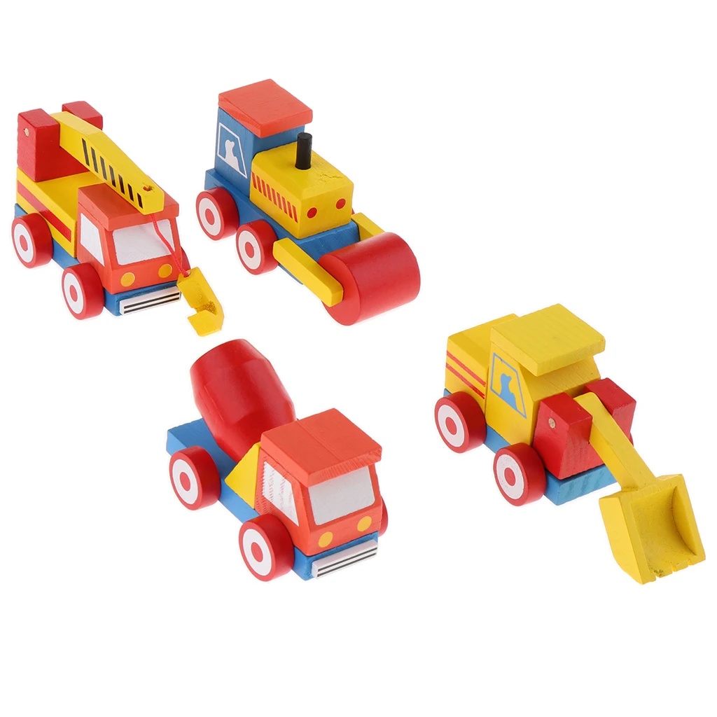 4Pcs Wooden Vehicle Kids Toy Cars Play Set Toy Gift for Baby Early Learning 4Pcs Wooden Vehicle Kids Toy Cars Play Set Toy Gift for Baby Early Learning