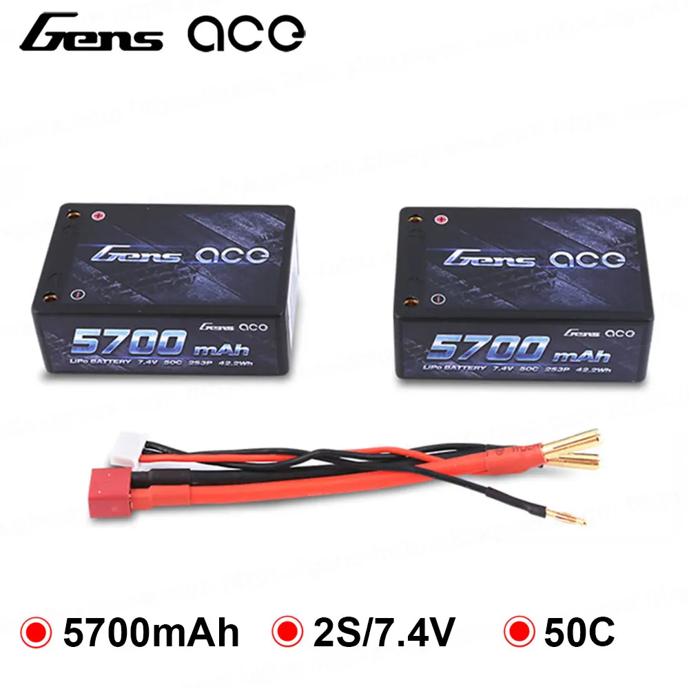 Gens ace Lipo аккумулятор 2S3P 5700mAh Lipo 7,4 V аккумулятор 50C Аккумулятор для 1/10 автомобилей 1/8 HPI BSD красный автомобиль RC автомобильные аксессуары