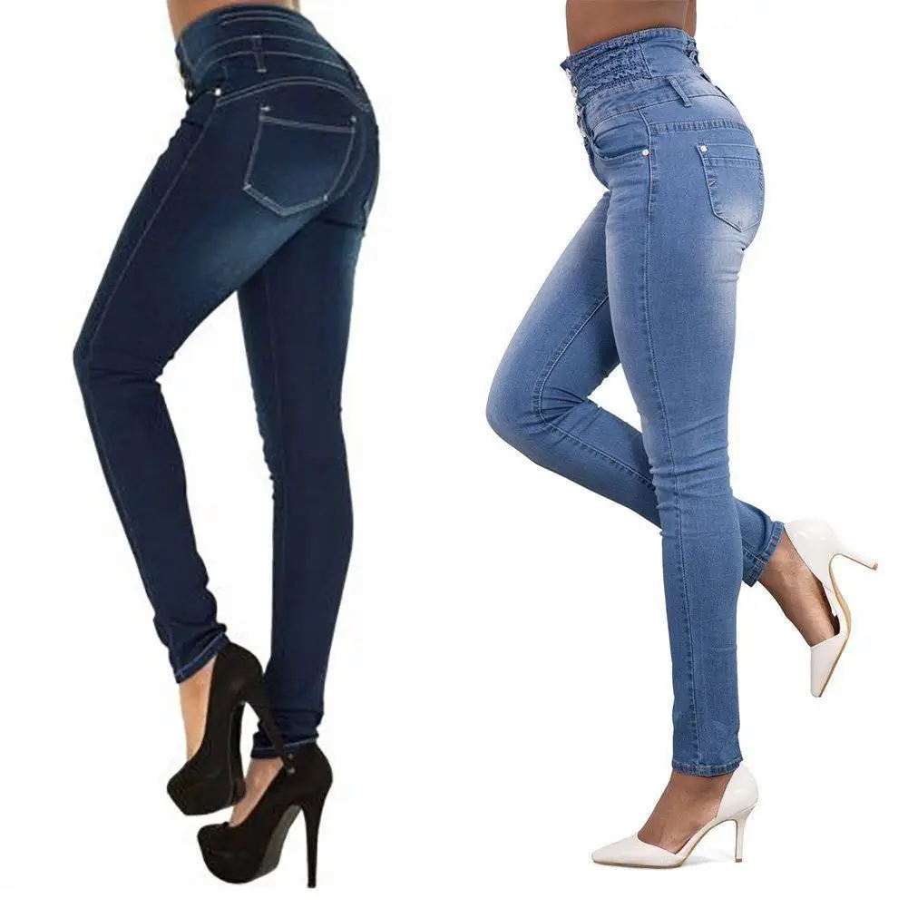  - 2022 Newest Hot High Quality Wholesale Woman Denim Pencil Pants Top Brand Stretch Jeans High Waist Pants Women High Waist Jeans