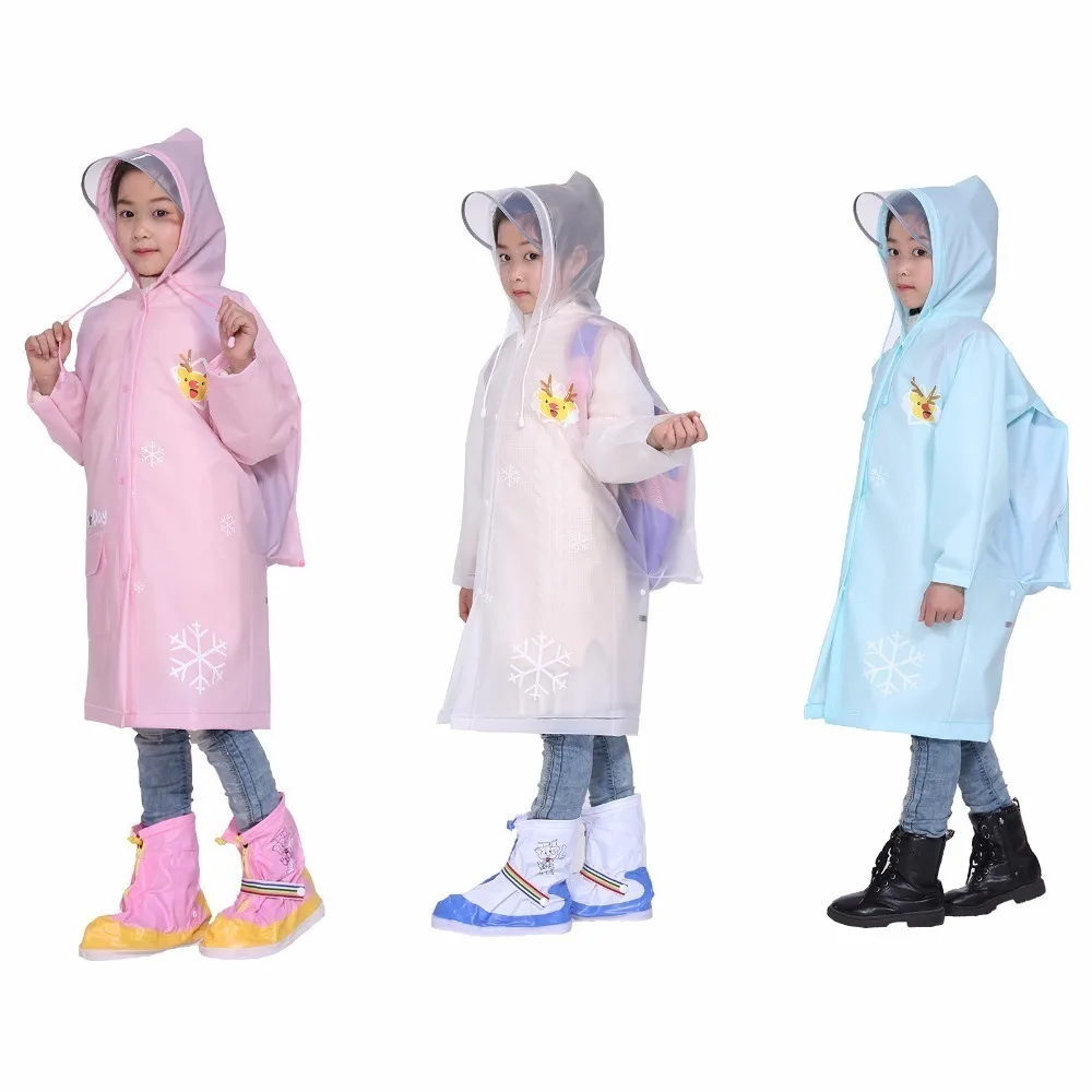 Kids Christmas Deer Cartoon Rain Poncho Raincoat With Hood Reusable For Girls Boys | Дом и сад