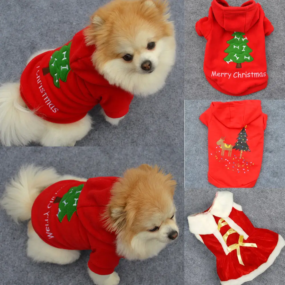 Christmas Pet Clothes Puppy Dog T Shirt Coat Jumpsuit Dress Sweater
