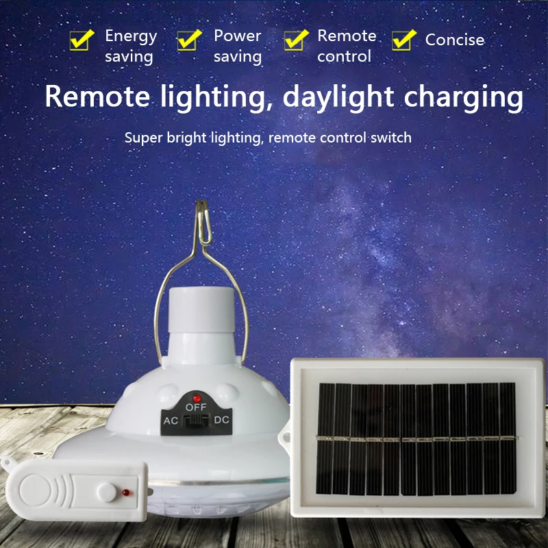 Tent Lamp Camping Lights Solar Power Remote Control LED Outdoor Emergency Light