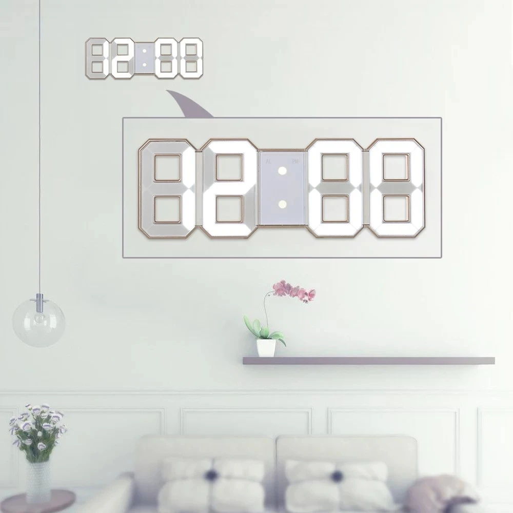 3D светодиодный настенные часы ночник современные цифровые будильники ночной Настольный светильник для дома гостиной офисный стол 24 или 12 часов подарок