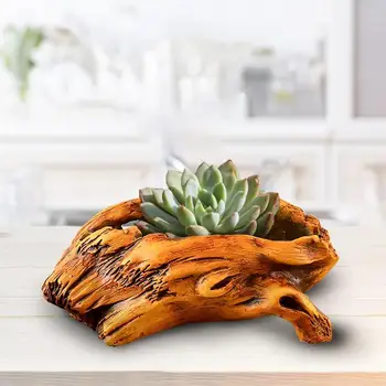 

Vintage Imitation Tree Root Wood Flower Pots Fleshy Micro Landscape Plant Cement Flower Pot Succulents Pots Decorative