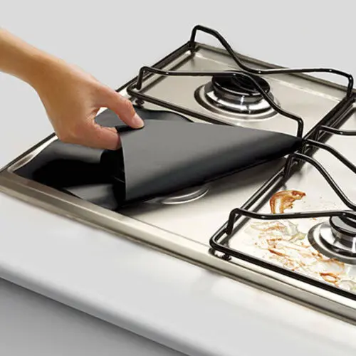 

4pcs Kitchen Easy Clean Cooks Gas Hob Liner Stove Top Protectors Tools Stove Surface Protection Mat 27*27cm