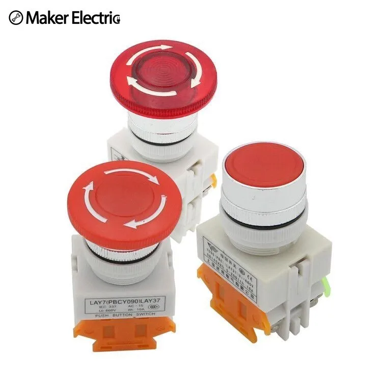 

Red Right Red Mushroom Cap 1NO 1NC DPST Emergency Stop Push Button Switch Locking Latching Stop Equipment Lift Elevator