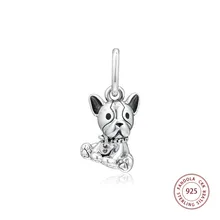 Новинка 925 стерлингового серебра щенок бульдога очаровательные бусины-Подвески Подходит Pandora браслет Argent Шарм серебро 925 ювелирные изделия perles