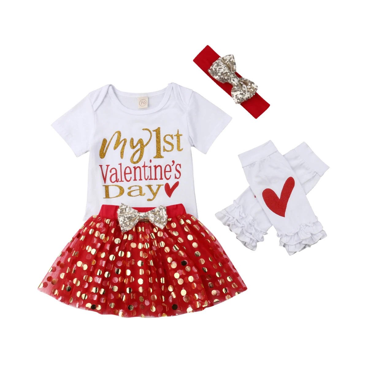 Одежда для новорожденных девочек «Мой первый день Святого Валентина», боди + юбка-пачка, комплект из 3 предметов, одежда для малышей 0-24