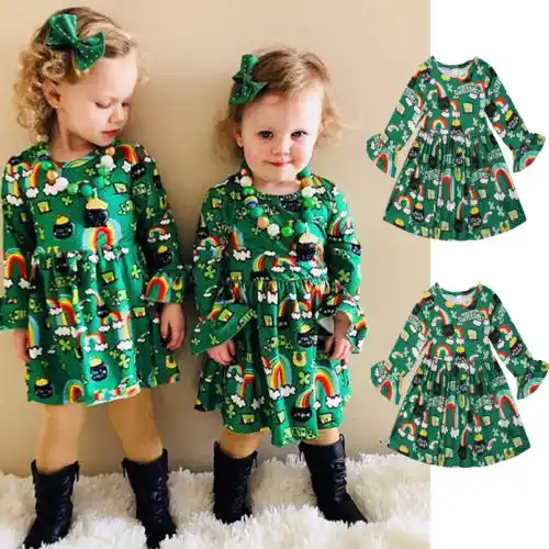 baby girl green holiday dress